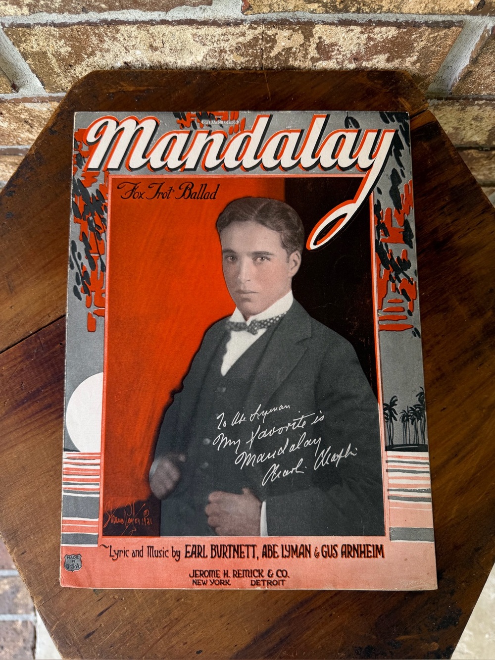 Vintage Sheet Music Mandalay 1924 Excellent Condition